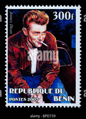 Repubblica del Benin - circa 2002: un francobollo stampato in Benin Repubblica mostra James Dean, circa 2002 Foto Stock