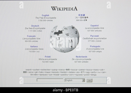 Wikipedia enciclopedia online pagina web Foto Stock