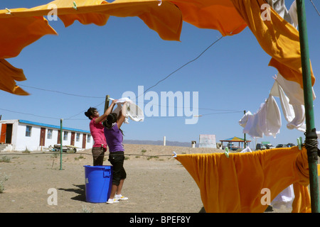 Servizio lavanderia, deserto dei Gobi e Mongolia Foto Stock