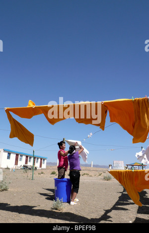 Servizio lavanderia, deserto dei Gobi e Mongolia Foto Stock