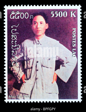 LAOS - circa 1999: un francobollo stampato in Laos mostra Mao Zedong, circa 1999 Foto Stock