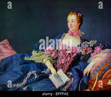 Jeanne Antoinette Poisson, Marchise de Pompadour, conosciuta anche come Madame de Pompadour, 1721 - 1764. Membro della corte francese e capo ufficiale della mistress del re Luigi XV Ritratto di Francois Boucher. Foto Stock