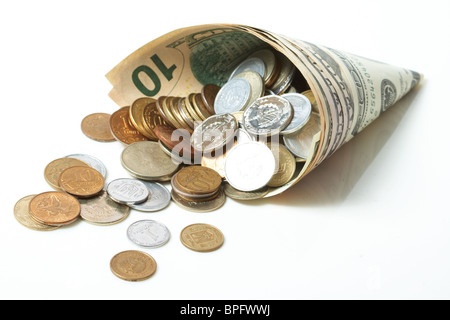 Avvisatore acustico da dollar denominazioni con belle monete Foto Stock