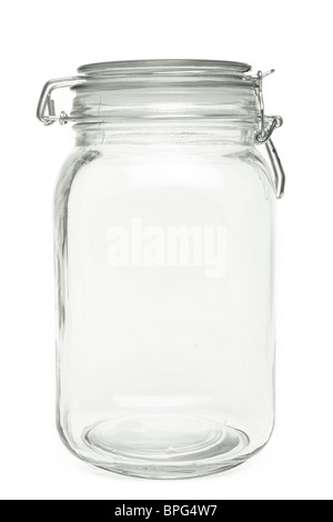 Chiara a tenuta di aria preservare Jar isolati su sfondo bianco. Foto Stock