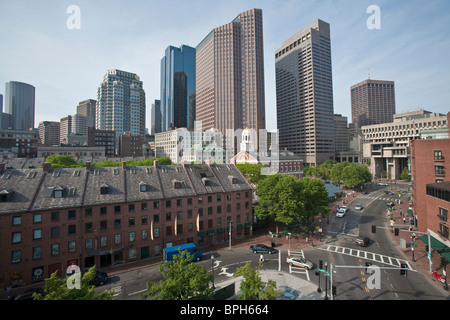 Elevato angolo di visione del paesaggio urbano, Boston, Massachusetts, STATI UNITI D'AMERICA Foto Stock