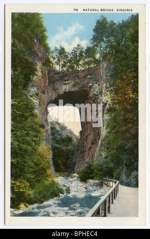 1935 vecchia cartolina colore, ponte naturale, Virginia, Stati Uniti d'America Foto Stock