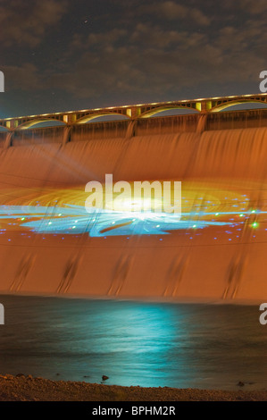 La luce laser show, Grand Coulee Dam, Columbia River, Washington Foto Stock