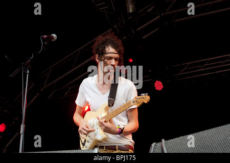 Darwin Deez giocando il Green Man Festival 2010, Brecon Galles Beacon. Foto Stock