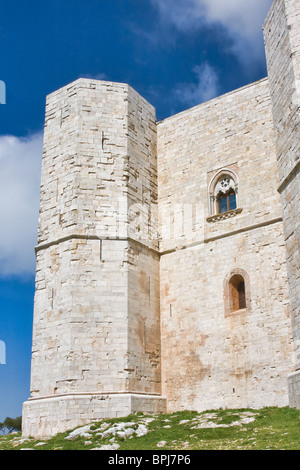 Vista di Castel del Monte, Andria, Puglia, Italia, Europa in estate. Foto Stock