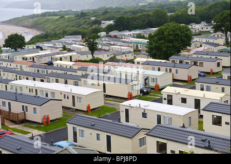 Caravan Park di vacanza famiglia roulotte al di fuori della città balneare di New Quay Ceredigion West Wales UK Foto Stock