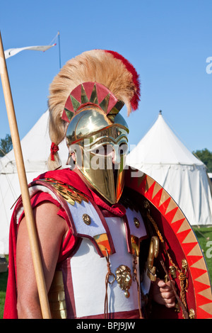 Soldato greco alla rievocazione storica Foto Stock