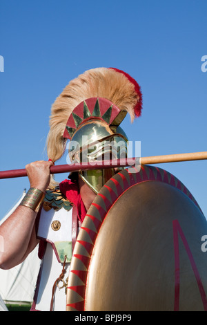 Soldato greco alla rievocazione storica Foto Stock