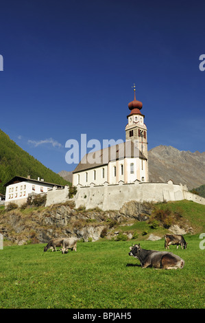 La chiesa, Val Senales, Val Venosta, Trentino-Alto Adige, Austria Foto Stock