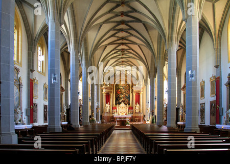 La collegiata, nella parrocchia, nella chiesa, tardo gotico, hall, dal 1511, San Filippo e Giacomo indoor, Altoetting, Baviera, Germania Foto Stock