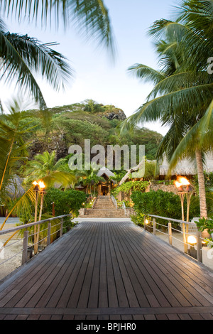 Bora Bora Nui Resort ingresso al lodge principale. Foto Stock