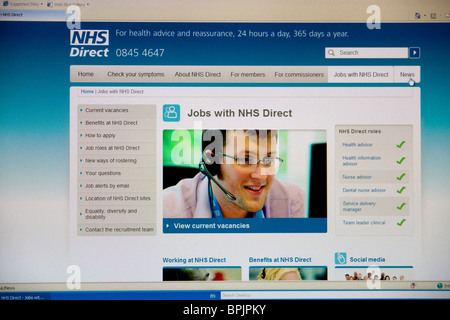 NHS dirette sul sito Web Foto Stock