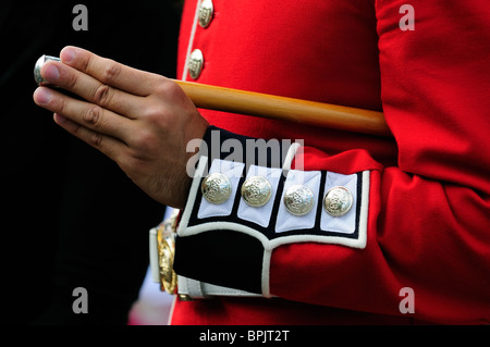 Close up Dettaglio di un governatore generale del piede di ufficiali di protezione uniforme sulla Collina del Parlamento di Ottawa in Canada Foto Stock