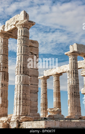 Poseidon il tempio a Capo Sounio in Attica Regione della Grecia. Foto Stock