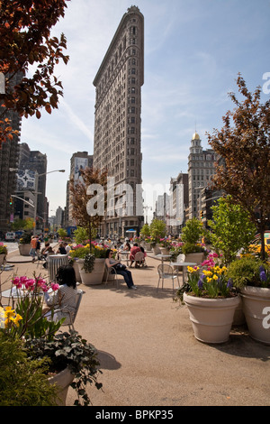 Flatiron Building e il Madison Square Park, New York Foto Stock