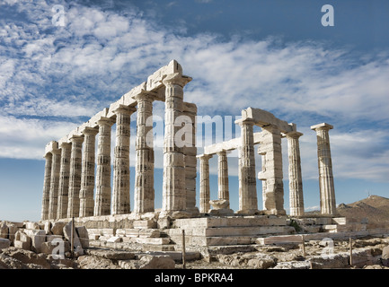 Poseidon il tempio a Capo Sounio in Attica Regione della Grecia. Foto Stock