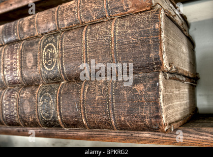 Libri vecchi giacciono su un ripiano al centro Morrin libreria nella città di Québec Foto Stock