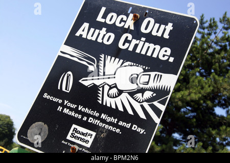 Lock Out Auto segno della criminalità. Foto Stock