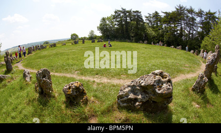 Re uomini Stone Circle Cotswolds UK Europa Foto Stock