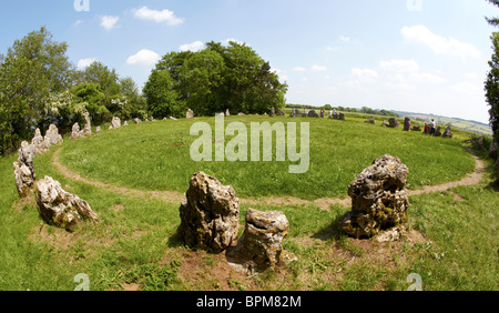 Re uomini Stone Circle Cotswolds UK Europa Foto Stock