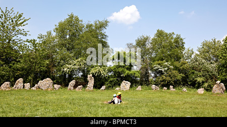 Re uomini Stone Circle Cotswolds UK Europa Foto Stock