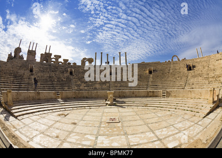 Resti del teatro di Leptis Magna sito archeologico, Libia, Africa Foto Stock