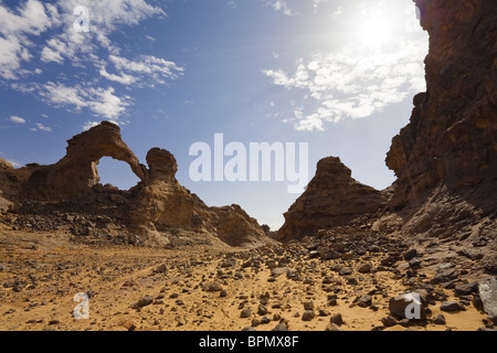 Deserto pietroso, Tassili Maridet, Libia, Africa Foto Stock