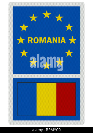 L'UE firma serie - Romania (in lingua inglese), foto realistiche, isolato su bianco Foto Stock