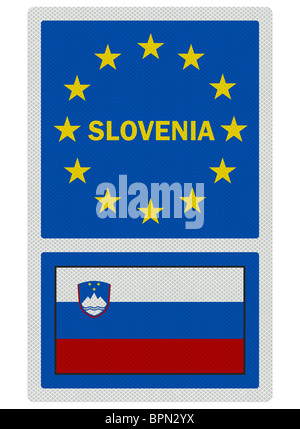L'UE firma serie - Slovenia (in lingua inglese), foto realistiche, isolato su bianco Foto Stock