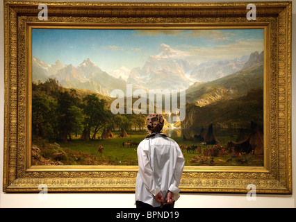 Le Montagne Rocciose, il Lander del picco, 1863, Albert Bierstadt (American, 1830-1902), Foto Stock