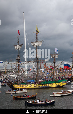 Nave a vela sulle acque di Het IJ Foto Stock