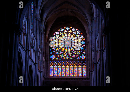 Rosone St Vincent's Cathedral, St Malo, Bretagna Francia Foto Stock