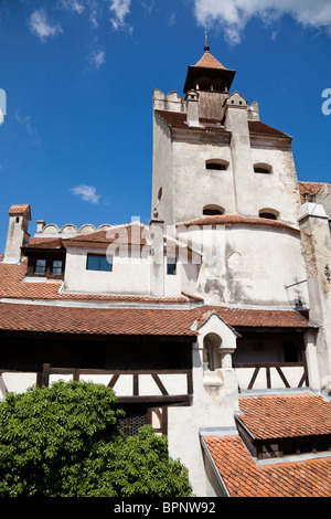 Dettagli del Castello di Bran, noto anche come Castello di Dracula in Romania. Foto Stock