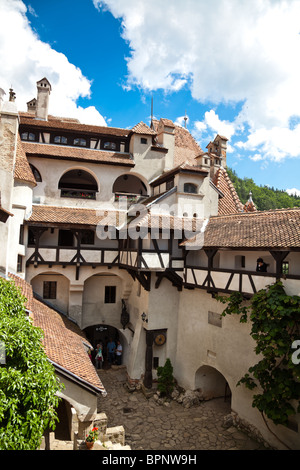 Dettagli del Castello di Bran, noto anche come Castello di Dracula in Romania. Foto Stock