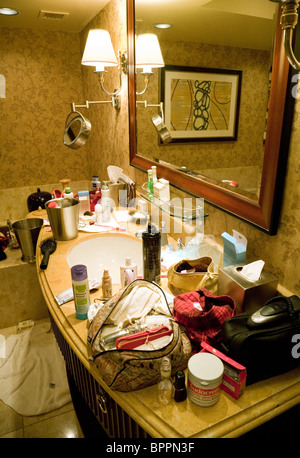 Molto disordinato hotel bagno, il Bellagio Hotel Las Vegas Nevada USA Foto Stock