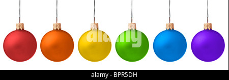 Diversi pendenti baubles di Natale isolato su sfondo bianco Foto Stock