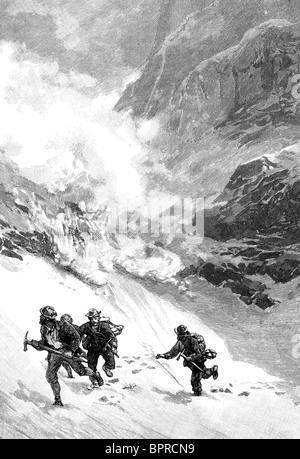 Un gruppo di alpinisti eseguito da una valanga sul Monte Eiger in 1871 Foto Stock