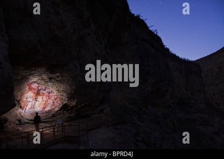 Cueva de las Flechas pitture rupestri nella Sierra de San Francisco, Baja California, Messico. Foto Stock