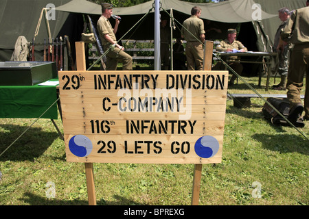 WW2 camp Rievocazione della ventinovesima divisione di fanteria Foto Stock