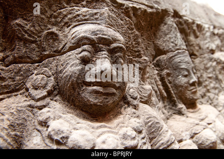 Deep rilievi, lebbroso re terrazza, Angkor, Siem Reap, Cambogia Foto Stock