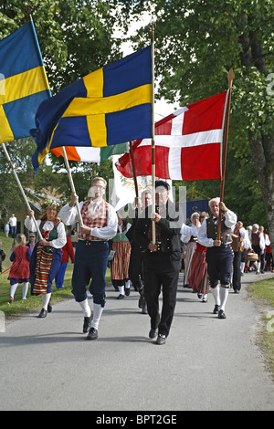 Scandinavo festival di mezza estate nel Rally di Svezia. Foto Stock
