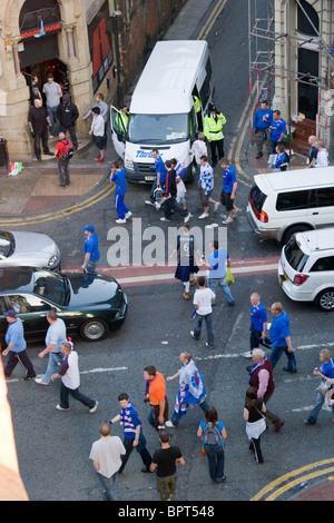 I tifosi di calcio in Manchester City per la Coppa UEFA 2008 opponendosi al Glasgow Rangers e la st Pietroburgo FEDERAZIONE Zenit Foto Stock