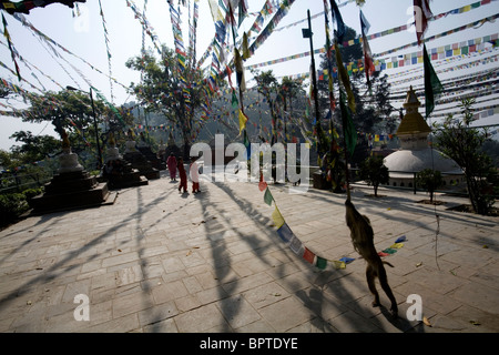 Collina sacra nei pressi del tempio di Swayambhunath, Kathmandu, Nepal. Foto Stock