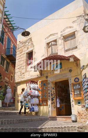 I negozi per turisti, Chania, Creta, Grecia Foto Stock