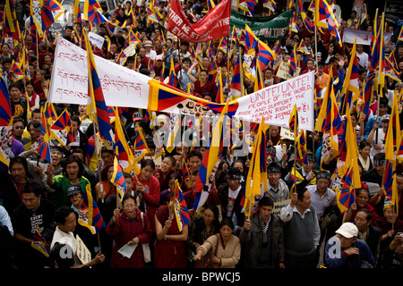 Insurrezione tibetana giorno, chiedendo per la libertà e i diritti umani in Tibet Dharamsala, Himachal Pradesh, India. Foto Stock