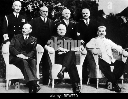 CLEMENT ATTLEE Harry Truman e Joseph Stalin leader alleati 02 agosto 1945 CECILIENHOF Foto Stock